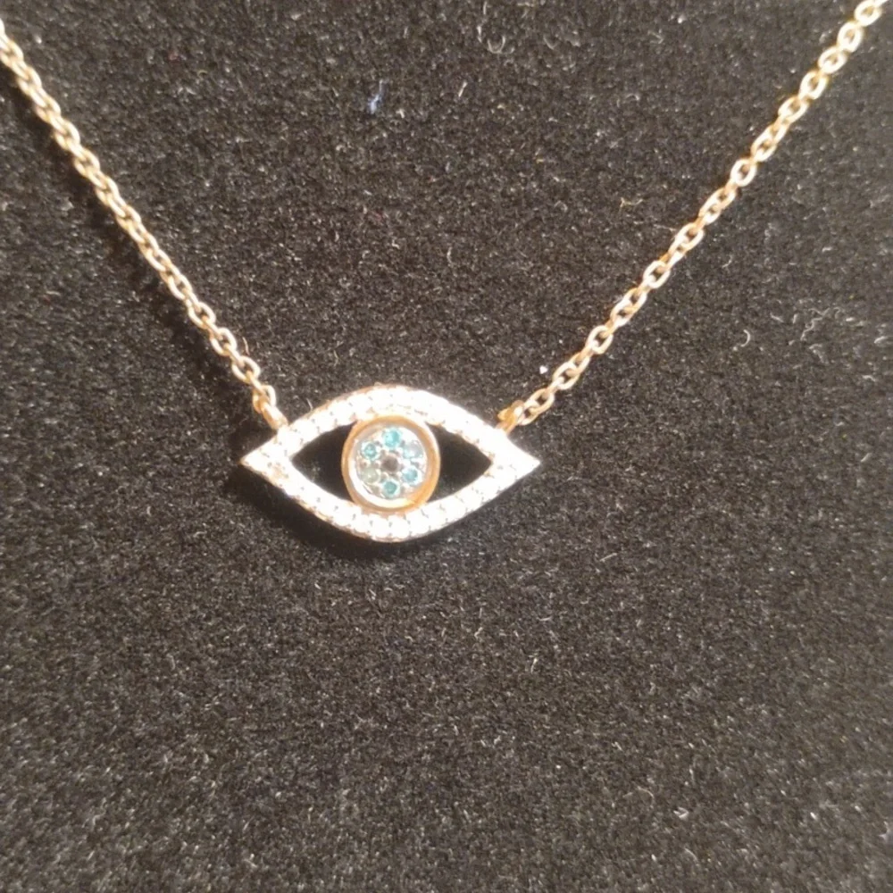Evil Eye Guardian Necklace Set In Brilliant Stones Stamped 480 PM - Picture 2 of 8